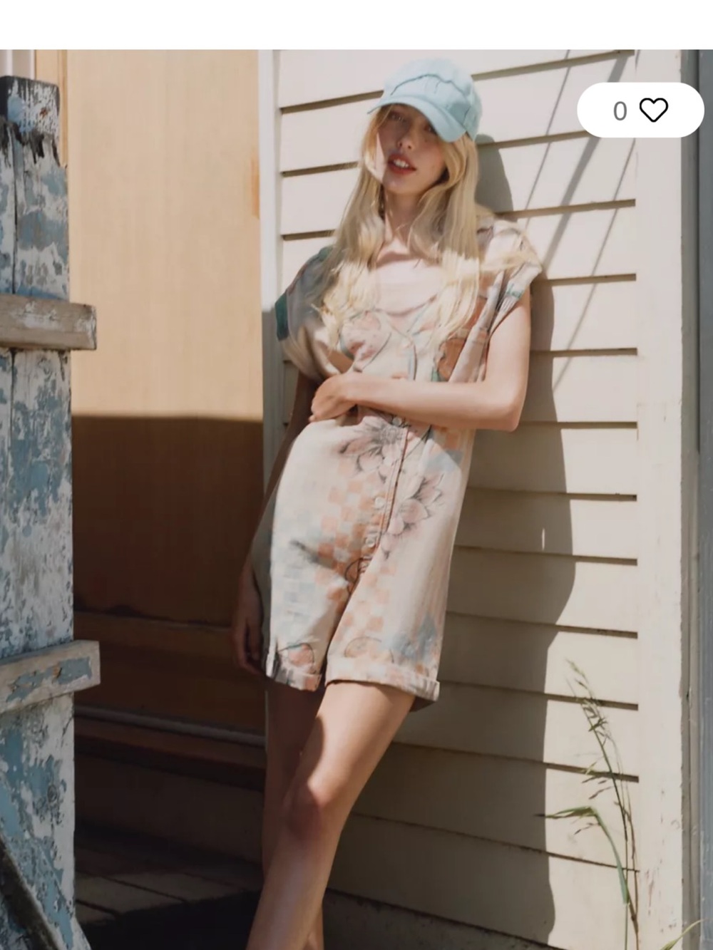 BDG Mixed Print Button-Up Top in Peach, Tan & Green, Stevie linen